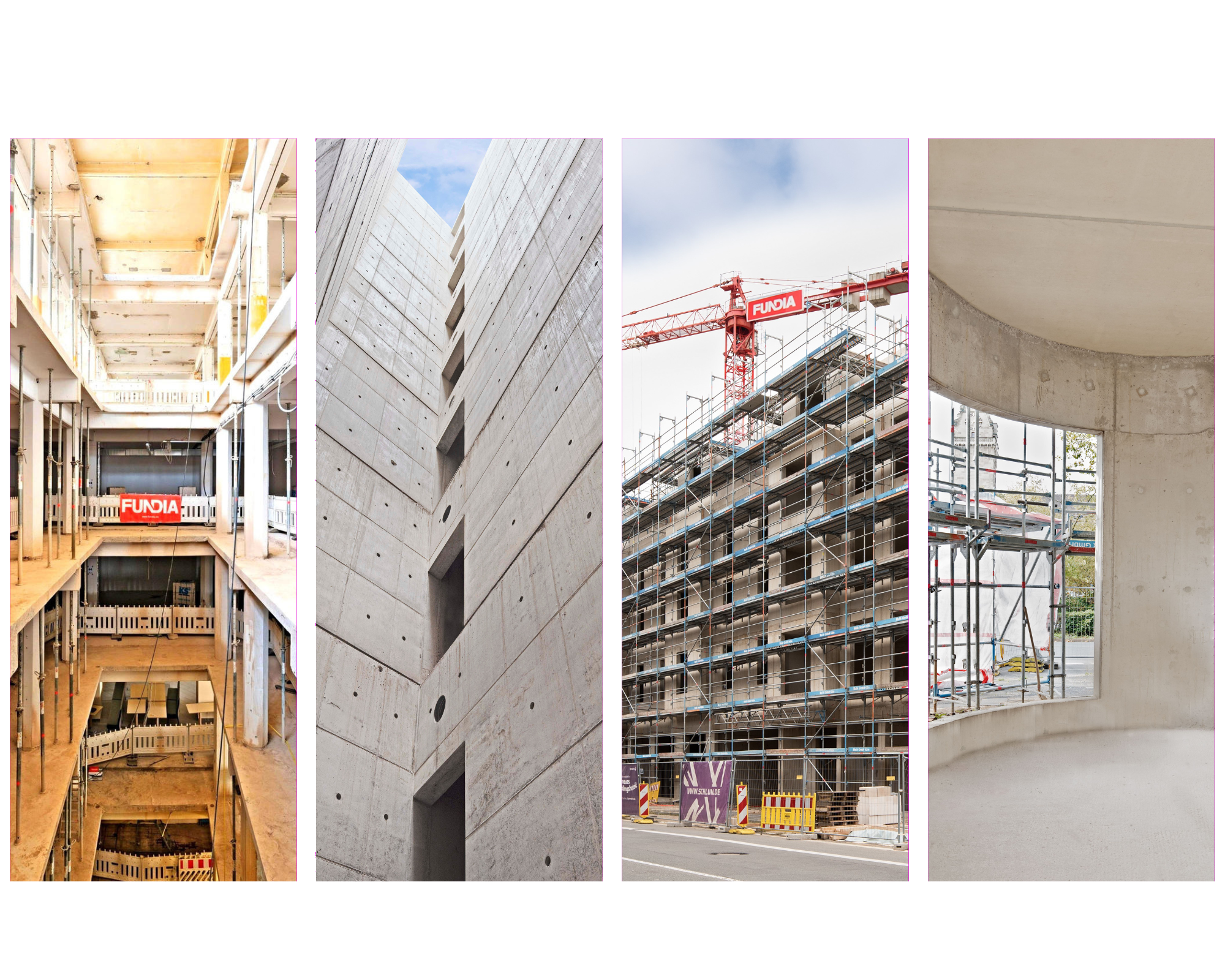 Vier vertikale Bilder unseres Soravia-Bauprojekts
